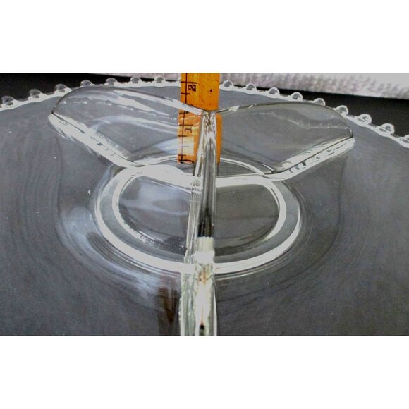 Vintage Imprial Glass Candlewick Clear Glass Divided Serving Tray w Beaded Rim - - Picture 6 of 6